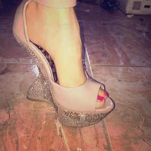 Nude strapy Mermaid rhinestones wedges