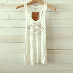 True Religion Ivory Long Racerback Tank Top