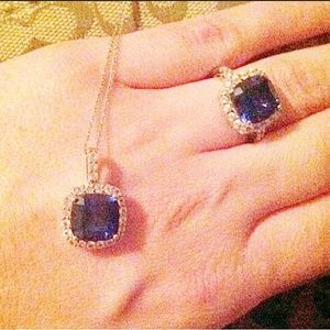 Final Sale! white gold sapphire ring and necklace