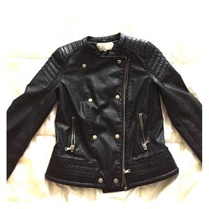 Black Faux Leather Biker Jacket