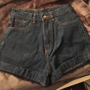 High waisted denim shorts