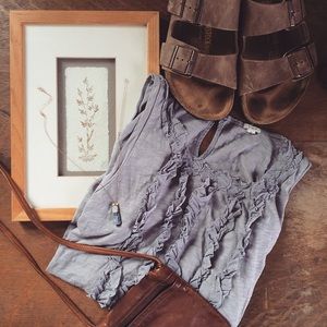 J. Crew | slub cotton shirred ruffles tank