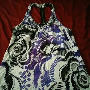 Purple, Black and White Floral Top