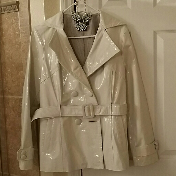 100% White Patented Leather Jacket