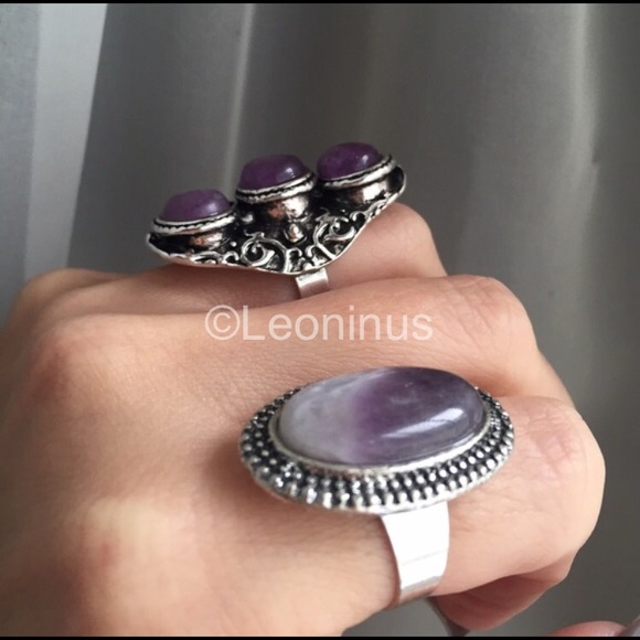 ONE RING-Purple Triple Faux Stone Ring - Picture 2 of 4