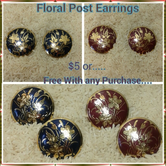 Two Pair of Floral Post Earrings
