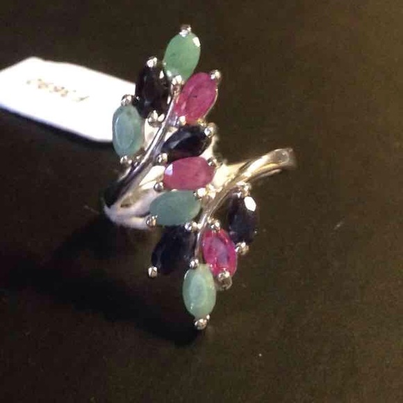 New! Emerald Ruby Sapphire 925 Ring!
