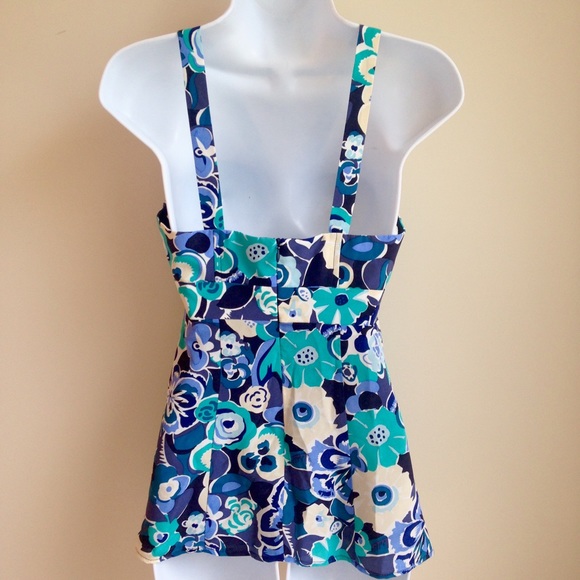 Nanette Lepore Blue Floral Silk Blouse Top 2 - Picture 3 of 4