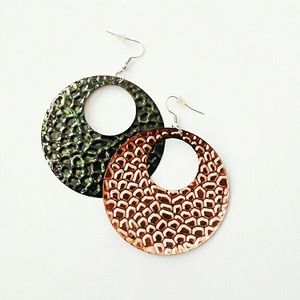 Green and Orange Hoop Earrings