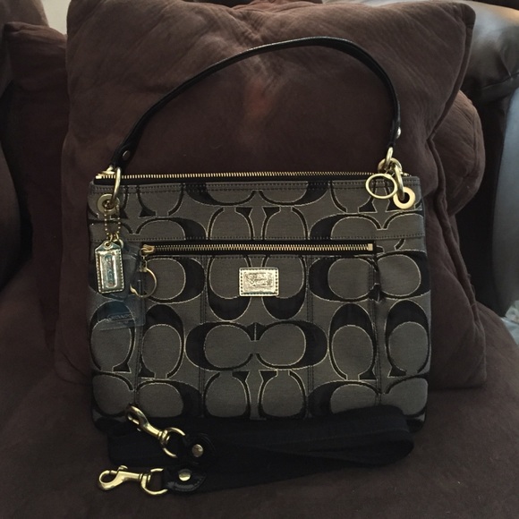 Coach Poppy Black and Gold Bag