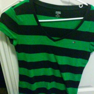 Navy and green stripped tee, tommy Hilfiger