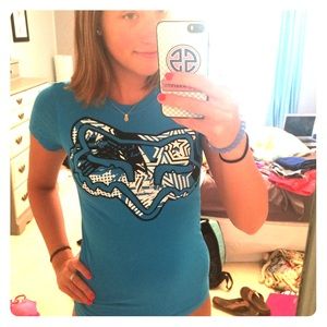Medium blue Fox graphic tee shirt