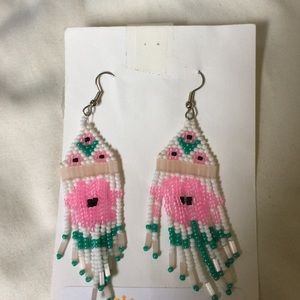 Flower beaded homemade earrings
