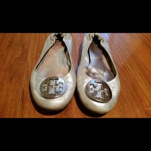 Tory Burch silver flats