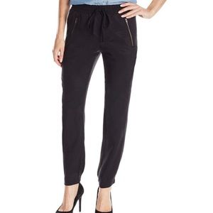 Black Tencel Pull-On Pants with Zippers