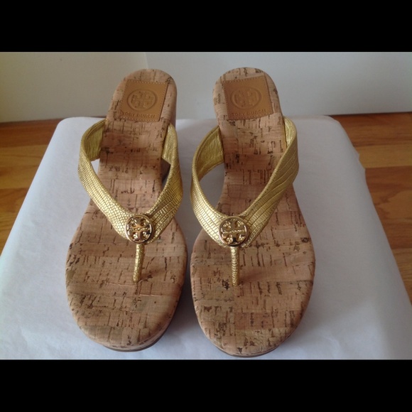 Tory Burch Miller Suzy Cork Wedge Thong Sandals 7
