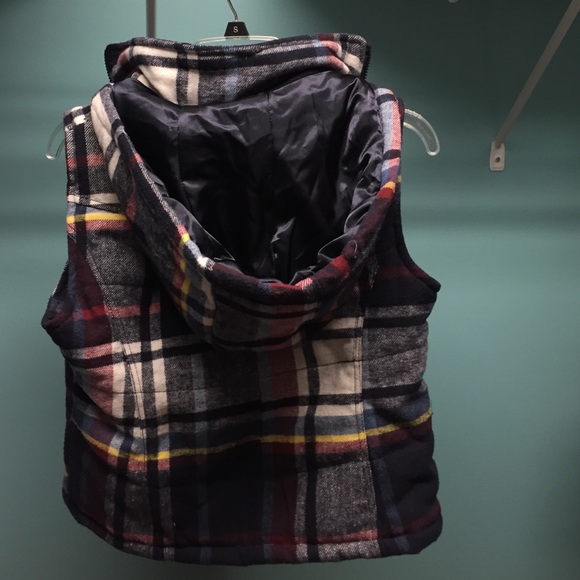 Plaid vest with hood - Picture 2 of 2