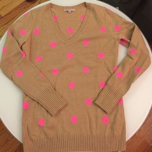 Gap tan and pink polka dotted sweater
