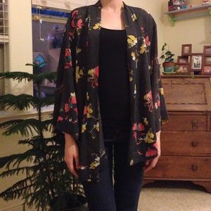 Floral kimono open cardigan