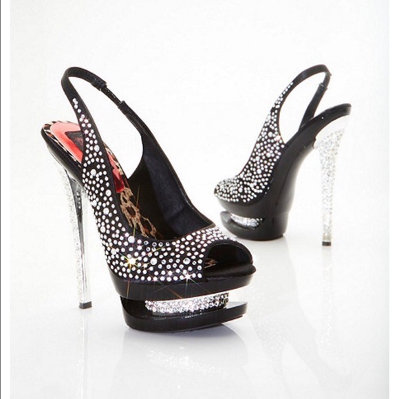 fredericks double platform rhinestone stiletto 8