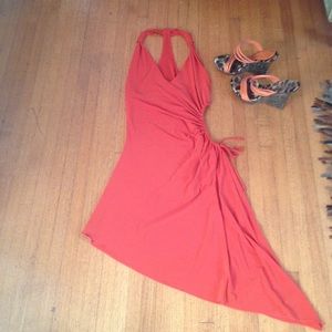 Orange Dress with drawstring adjustable cutout