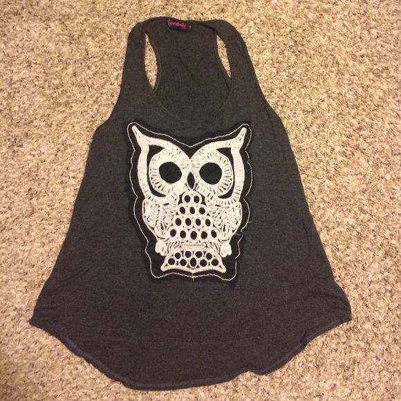 Annabelle Tops - Soft Slate Grey Owl Hi-Lo Tank