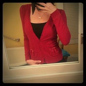 Ann Taylor LOFT cute red cardigan