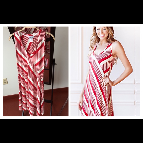 KOKOON Askew You Red Stripe Dress