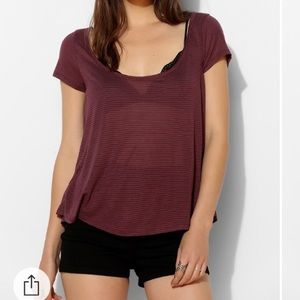 Black and white UO striped scoop neck