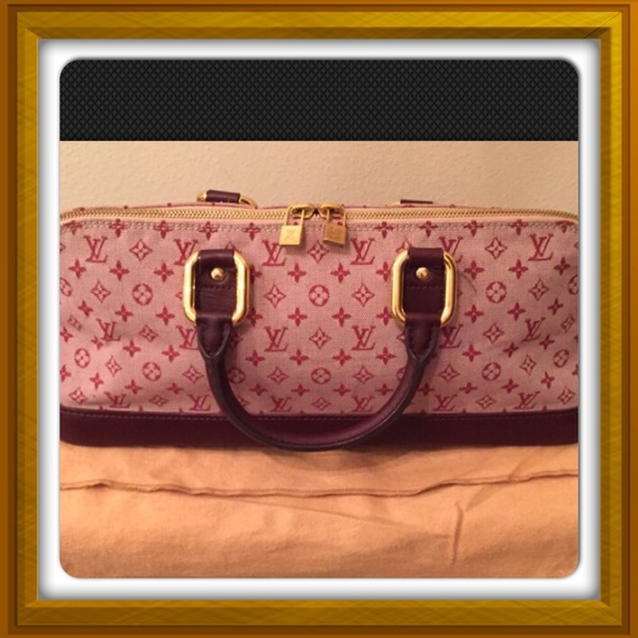 💯Louis Vuitton Burgundy Monogram Canvas Handbag👛