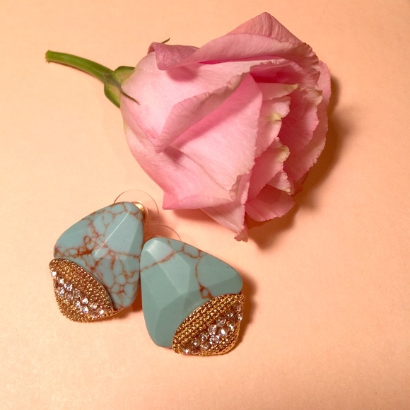 Turquoise-colored stone earrings