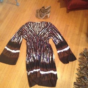 Calessa blouson exotic print kimono sleeve dress