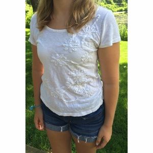 White Floral Patterned Shirt