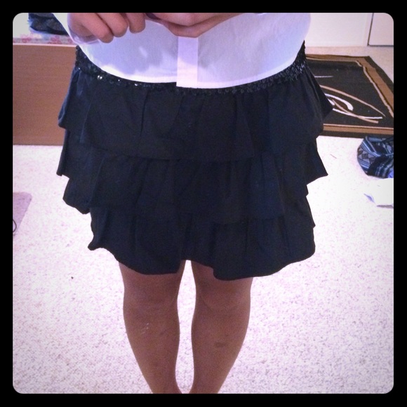Black ruffle skirt