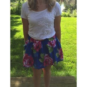 Blue & Pink Floral Skirt