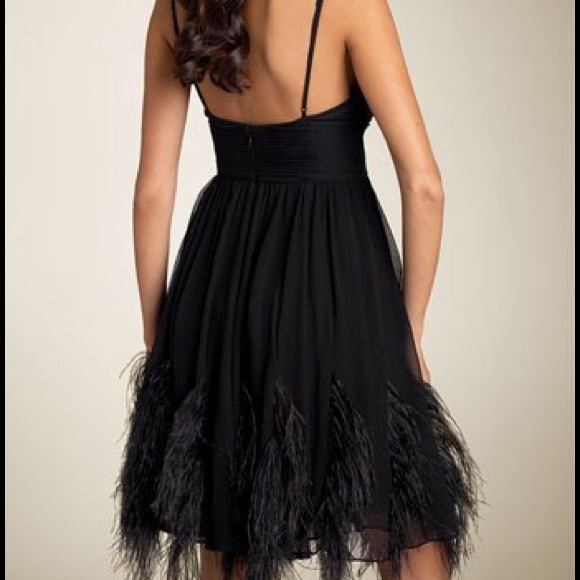 ✨🎉HP🎉✨BCBG MAX AZRIA Ostrich feather dress - Picture 2 of 3