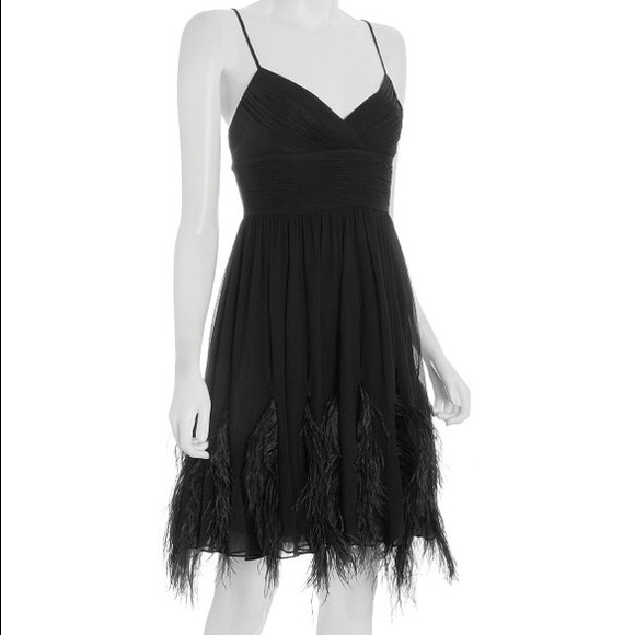 ✨🎉HP🎉✨BCBG MAX AZRIA Ostrich feather dress - Picture 3 of 3