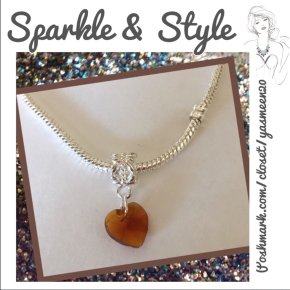 Amber/orange heart charm
