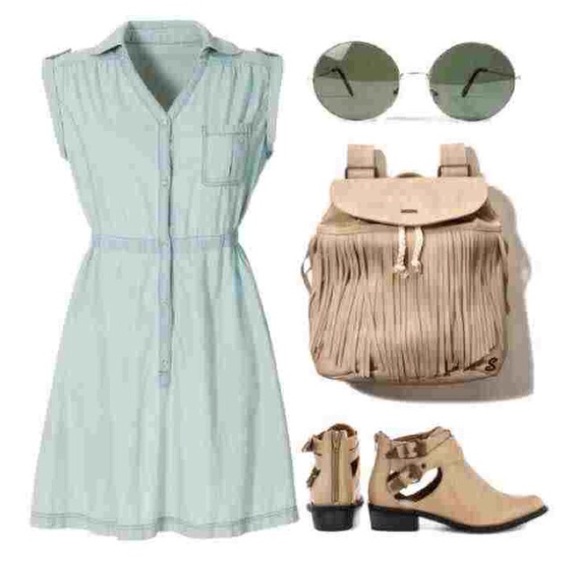 Beige buckle booties