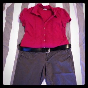 Hot pink button down blouse