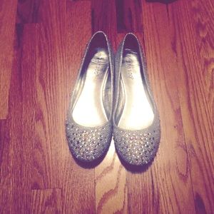 Silver bedazzled flats