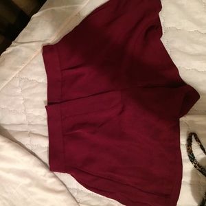 Maroon High Waist Shorts