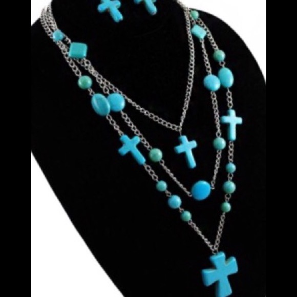 Cross Necklace and Earrings - Picture 1 of 1