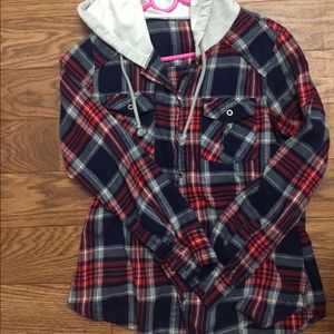 Hooded Plaid Shirt