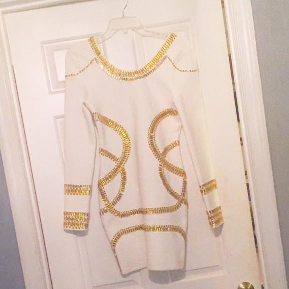 Kim Kardashian Gold & White Dress