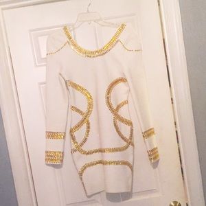 Kim Kardashian Gold & White Dress