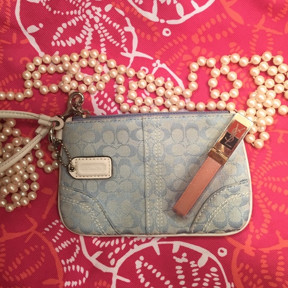 Baby blue coach wristlet