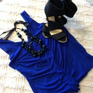Blue Ruffle Cocktail Dress