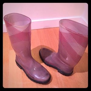 Pink Burberry rain boots