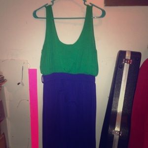 Green & navy blue long dress